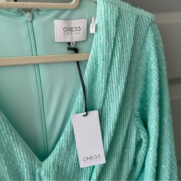 NWT One 33 Social Sequin Cascade Ruffle Mini Dress Nordstrom - Picture 4 of 5